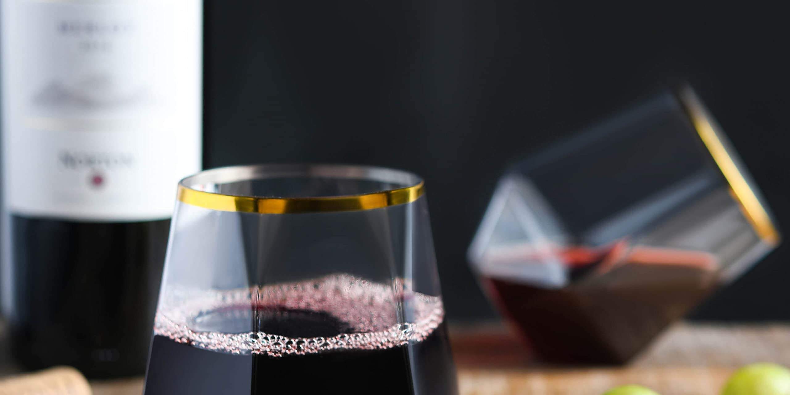Diamond Plastic Stemless Wine Glasses