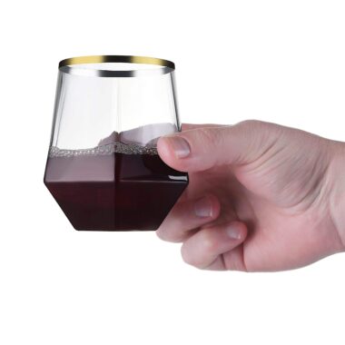 Diamond Plastic Stemless Wine Glasses