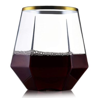 Diamond Plastic Stemless Wine Glasses