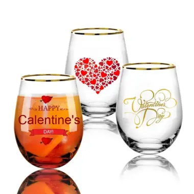 Gold Rim Stemless Cocktail Glass