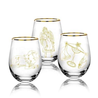 Gold Rim Stemless Cocktail Glass