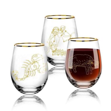 Gold Rim Stemless Cocktail Glass