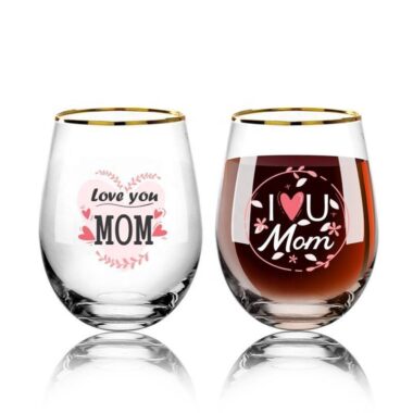 Gold Rim Stemless Cocktail Glass