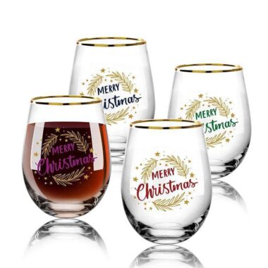 Gold Rim Stemless Cocktail Glass