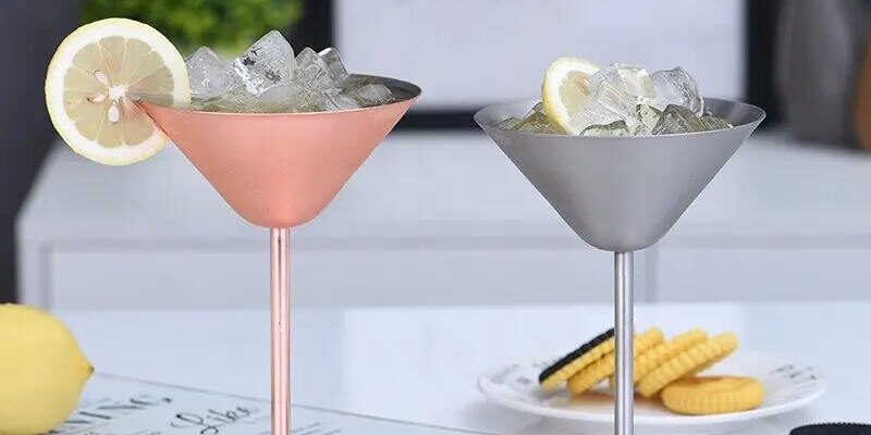 Stainless Steel Martini Cocktail Glasses