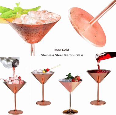 Stainless Steel Martini Cocktail Glasses
