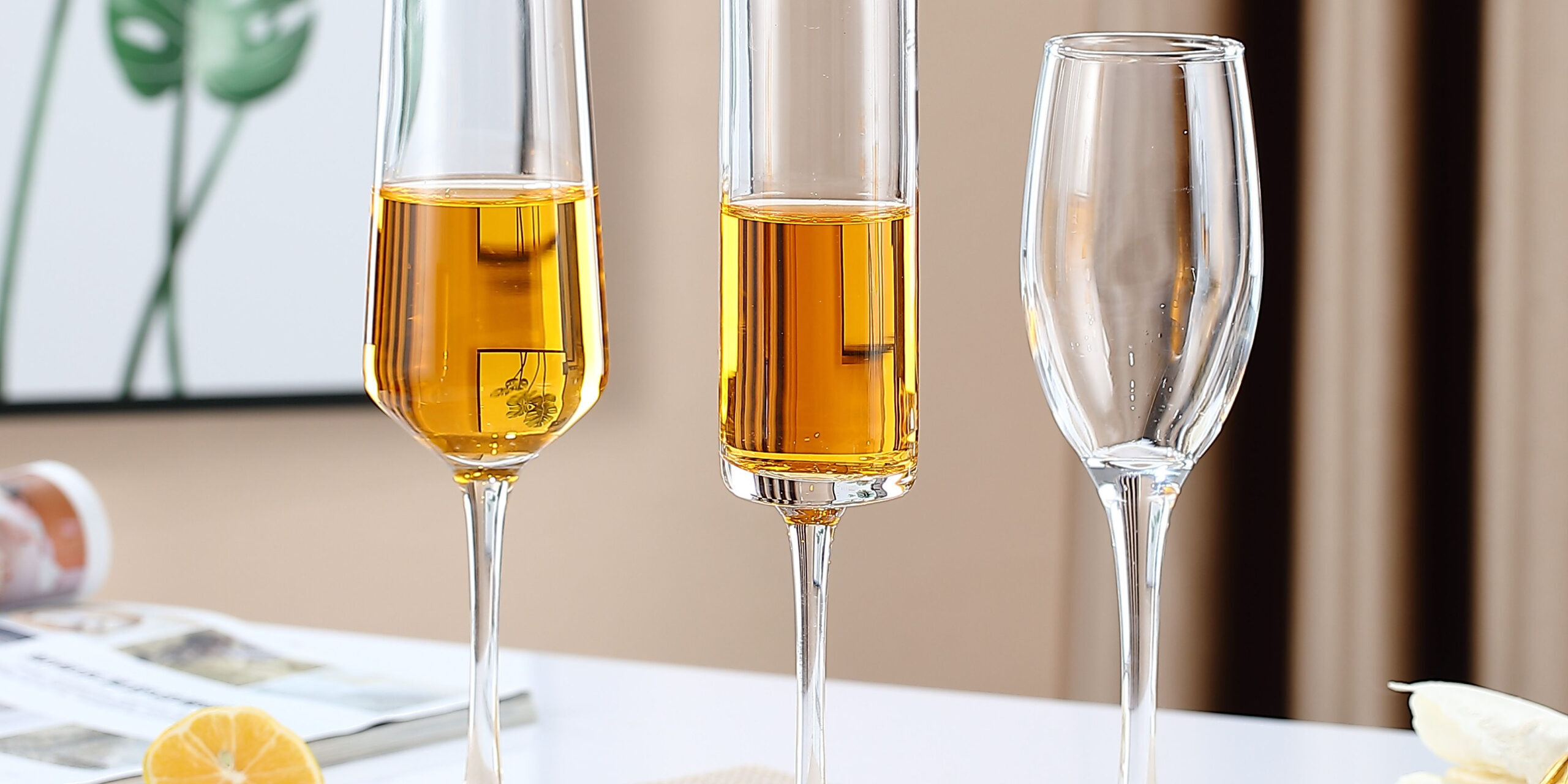 French Crystal Champagne and Wine Glasses