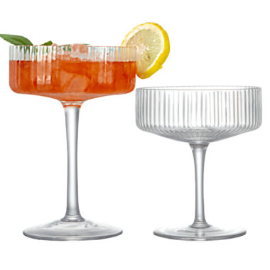 Handmade Crystal Ribbed Cocktail Glasses