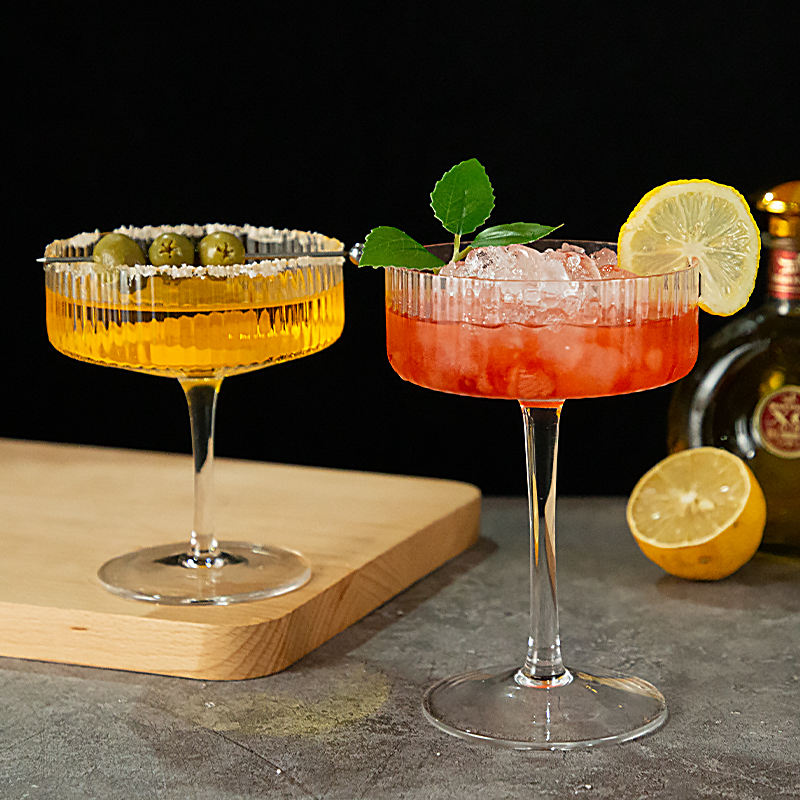 Handmade Crystal Ribbed Cocktail Glasses