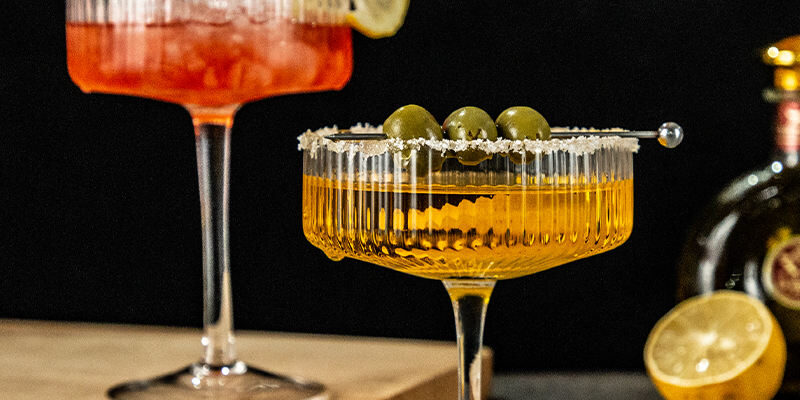 Handmade Crystal Ribbed Cocktail Glasses