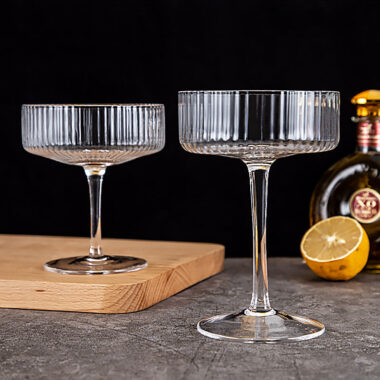 Handmade Crystal Ribbed Cocktail Glasses