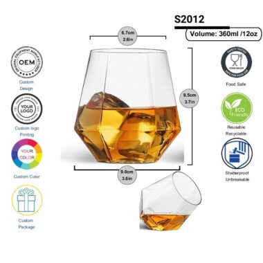 rotating crystal whiskey glass tumbler