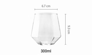 diamond shape wine glass with rainbow finish