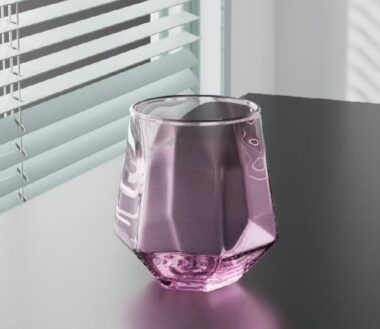 diamond shape wine glass with rainbow finish