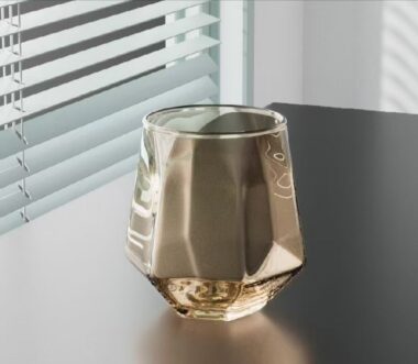 diamond shape wine glass with rainbow finish