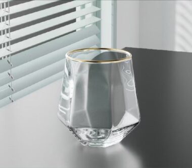 diamond shape wine glass with rainbow finish